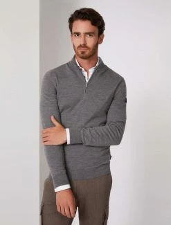 Cavallaro Napoli Merino Half Zip Trui Grijs Melange -Cavallaro Napoli Shop 118225002 950000 06 positie 30 394