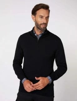 Cavallaro Napoli Merino Half Zip Trui Zwart