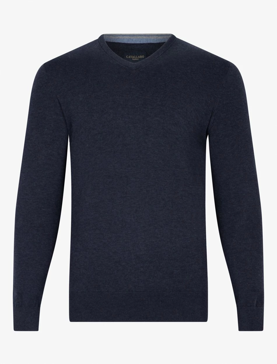 Cavallaro Napoli Tomasso V-neck Trui Donkerblauw 1 Cavallaro Napoli Tomasso V-neck Trui Donkerblauw