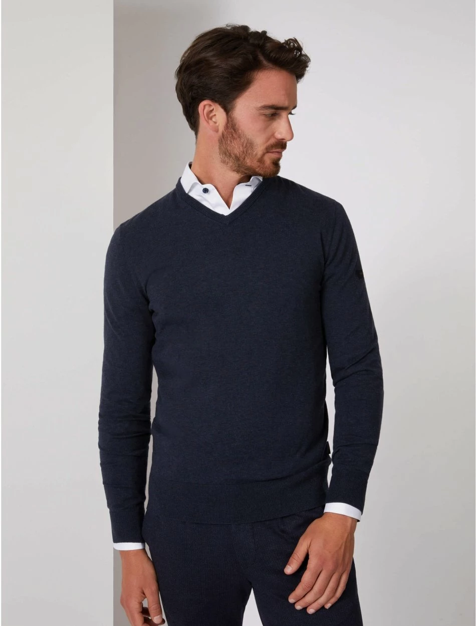 Cavallaro Napoli Tomasso V-neck Trui Donkerblauw 8 Cavallaro Napoli Tomasso V-neck Trui Donkerblauw - Afbeelding 8