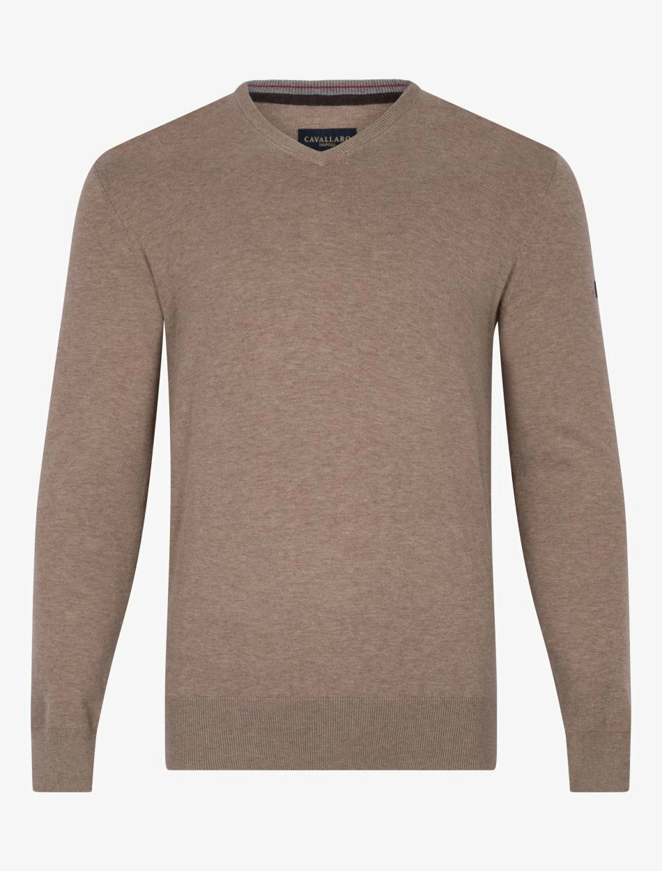 Cavallaro Napoli Tomasso V-neck Trui Taupe 6 Cavallaro Napoli Tomasso V-neck Trui Taupe - Afbeelding 6