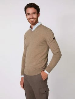 Cavallaro Napoli Tomasso V-neck Trui Taupe