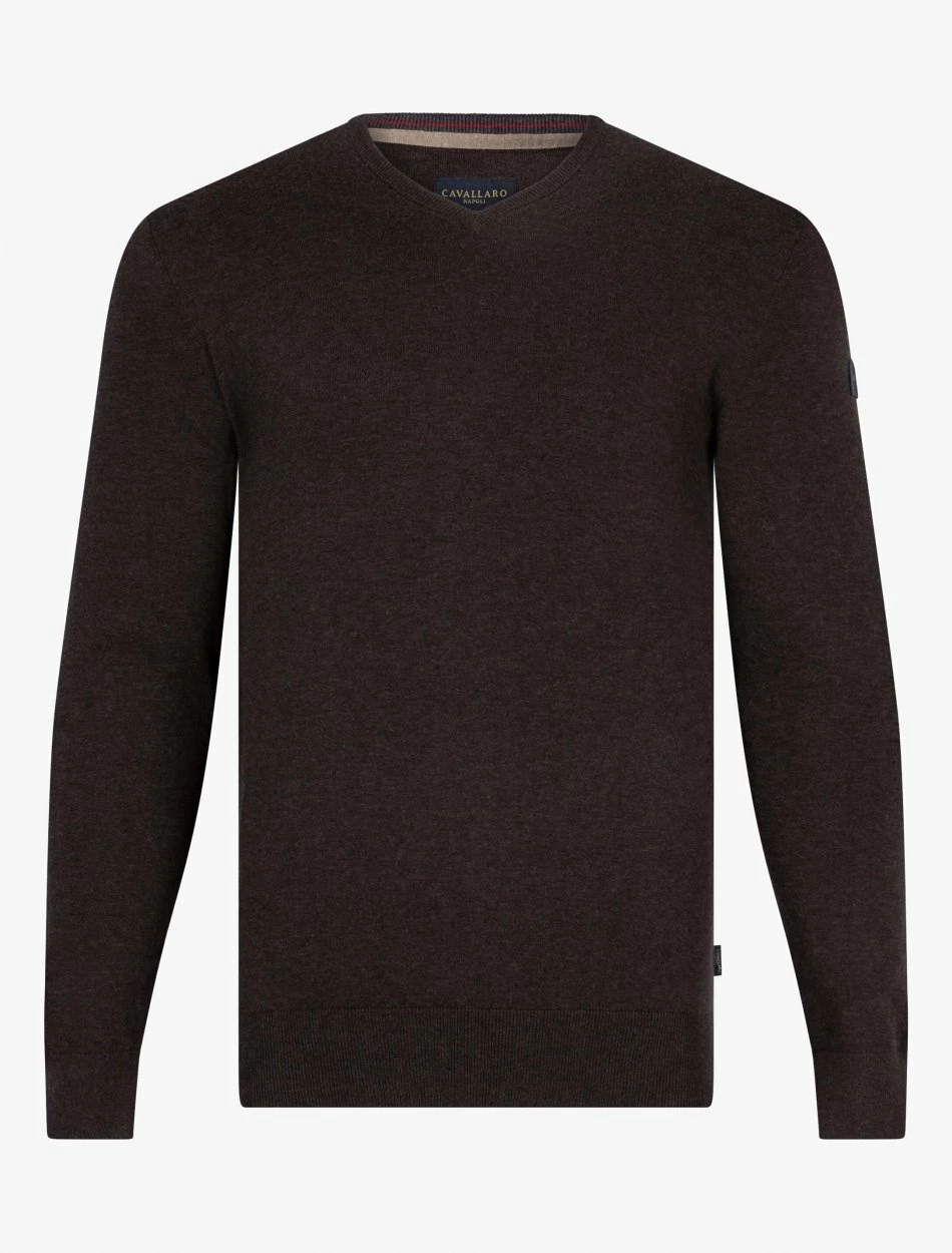 Cavallaro Napoli Tomasso V-neck Trui Bruin 1 Cavallaro Napoli Tomasso V-neck Trui Bruin