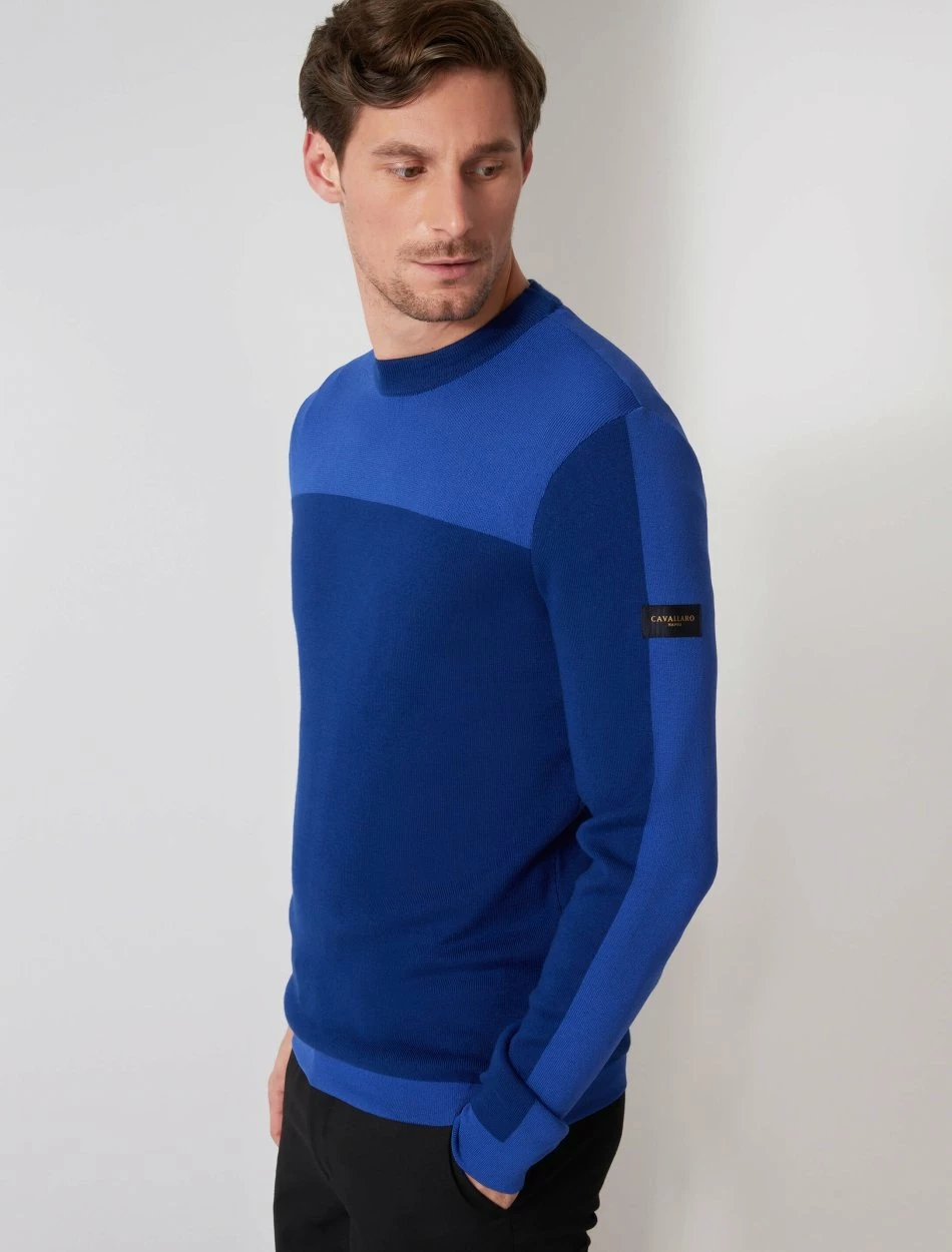 Cavallaro Napoli Creva R-Neck Trui Helderblauw 4 Cavallaro Napoli Creva R-Neck Trui Helderblauw - Afbeelding 4