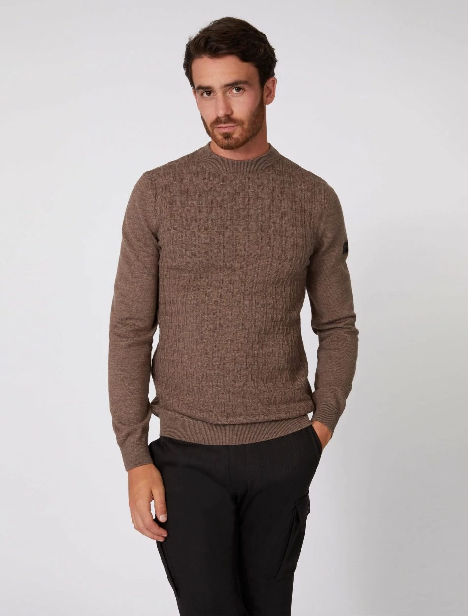 Cavallaro Napoli Mornago R-Neck Pullover Taupe 5 Cavallaro Napoli Mornago R-Neck Pullover Taupe - Afbeelding 5