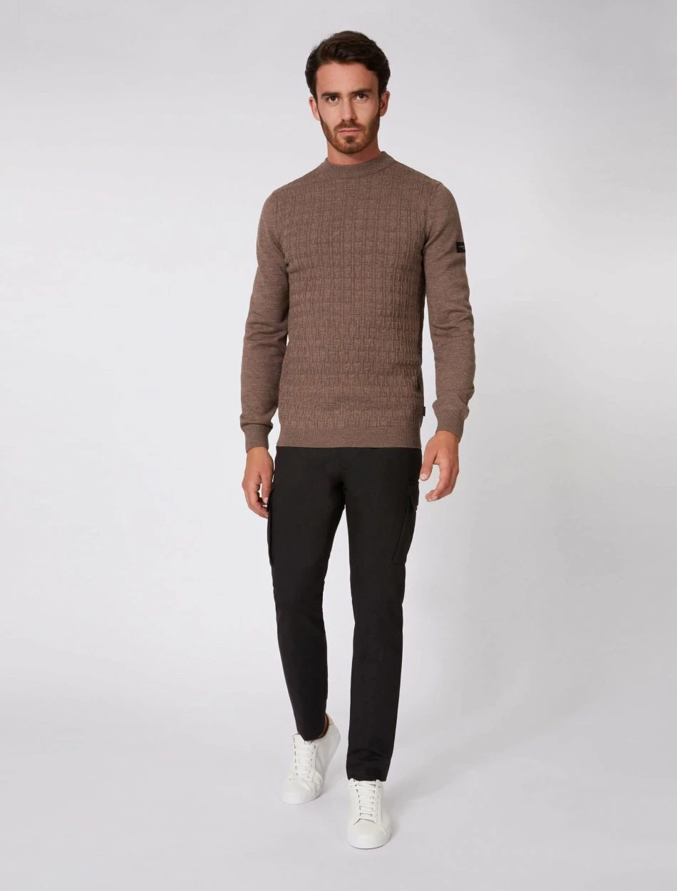 Cavallaro Napoli Mornago R-Neck Pullover Taupe 2 Cavallaro Napoli Mornago R-Neck Pullover Taupe - Afbeelding 2