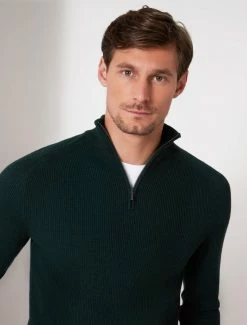 Cavallaro Napoli Merone Half Zip Trui Donkergroen