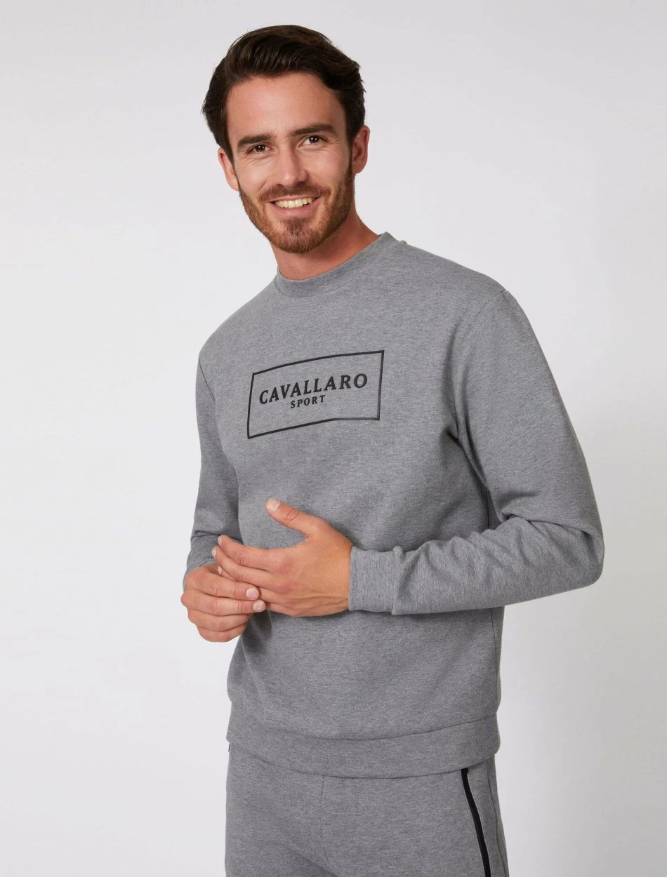 Cavallaro Napoli Ciro Sport Sweater Grijs Melange 4 Cavallaro Napoli Ciro Sport Sweater Grijs Melange - Afbeelding 4