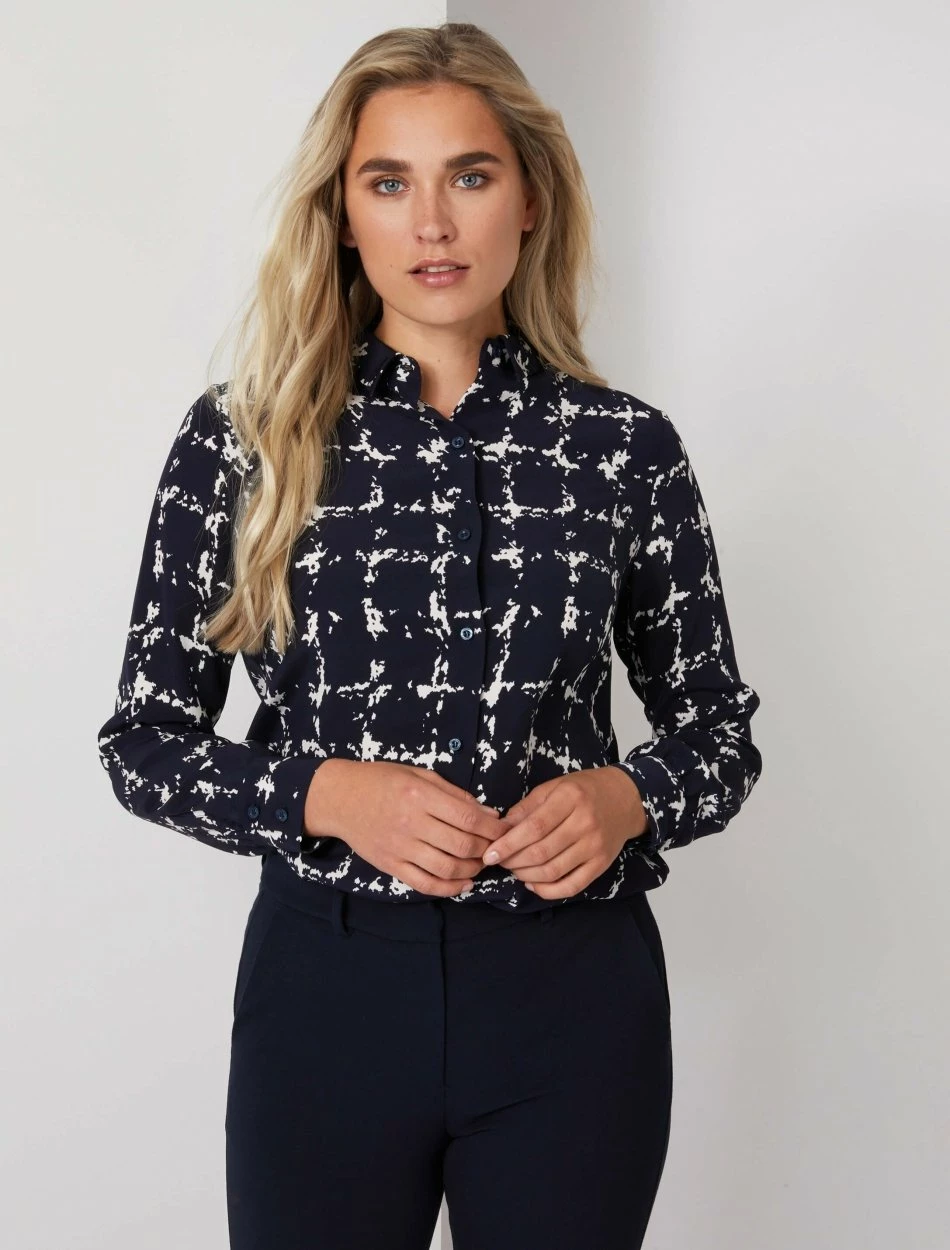 Cavallaro Napoli Giorgia Blouse Donkerblauw 4 Cavallaro Napoli Giorgia Blouse Donkerblauw - Afbeelding 4