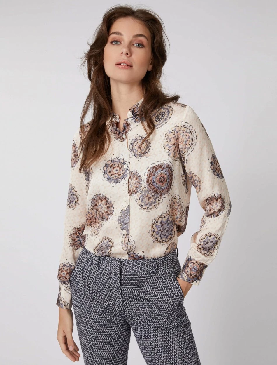 Cavallaro Napoli Liona Blouse Beige / Blauw 5 Cavallaro Napoli Liona Blouse Beige / Blauw - Afbeelding 5