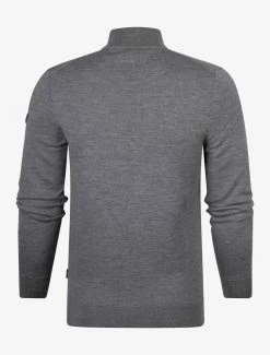 Cavallaro Napoli Merino Half Zip Trui Grijs Melange -Cavallaro Napoli Shop 5302 10568 31184