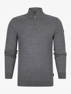Cavallaro Napoli Merino Half Zip Trui Grijs Melange -Cavallaro Napoli Shop 5302 10568 31185