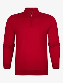 Cavallaro Napoli Merino Half Zip Trui Rood -Cavallaro Napoli Shop 5302 11492 31171