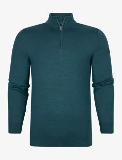 Cavallaro Napoli Merino Half Zip Trui Donkergroen -Cavallaro Napoli Shop 5302 7404 31174