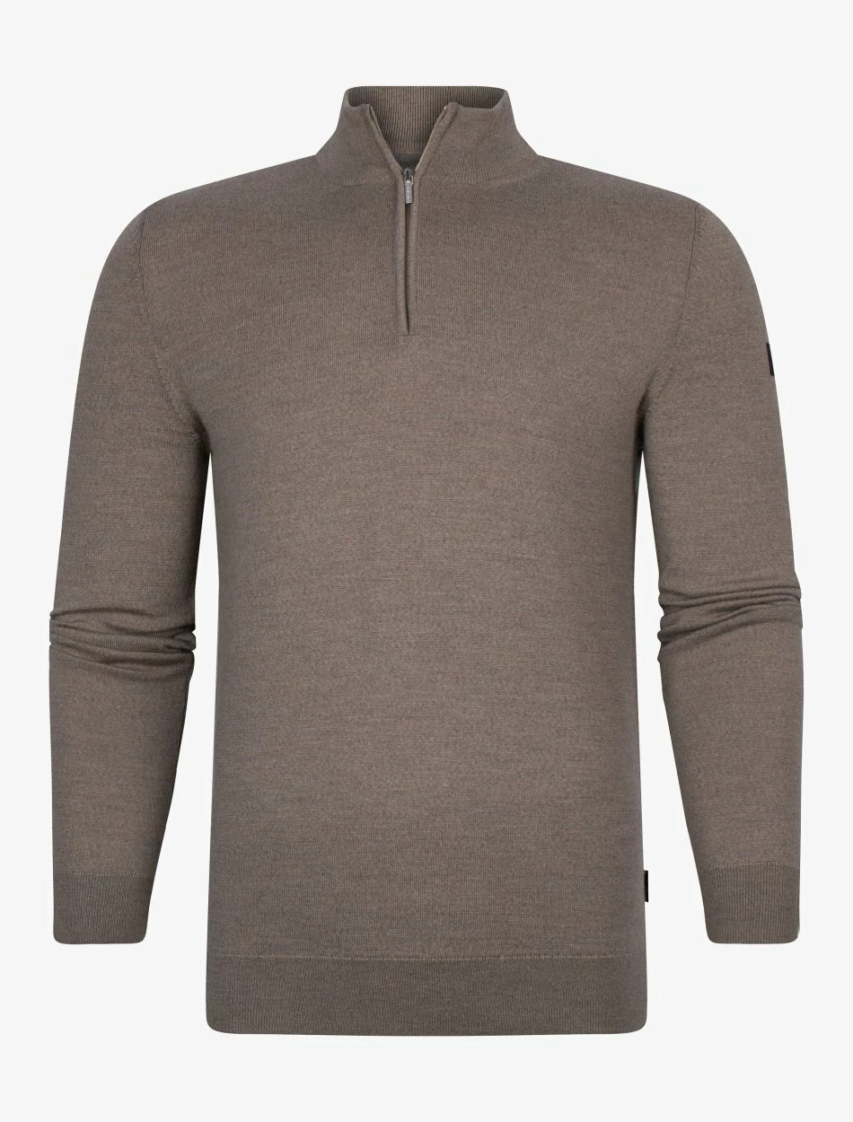 Cavallaro Napoli Merino Half Zip Trui Taupe 1 Cavallaro Napoli Merino Half Zip Trui Taupe