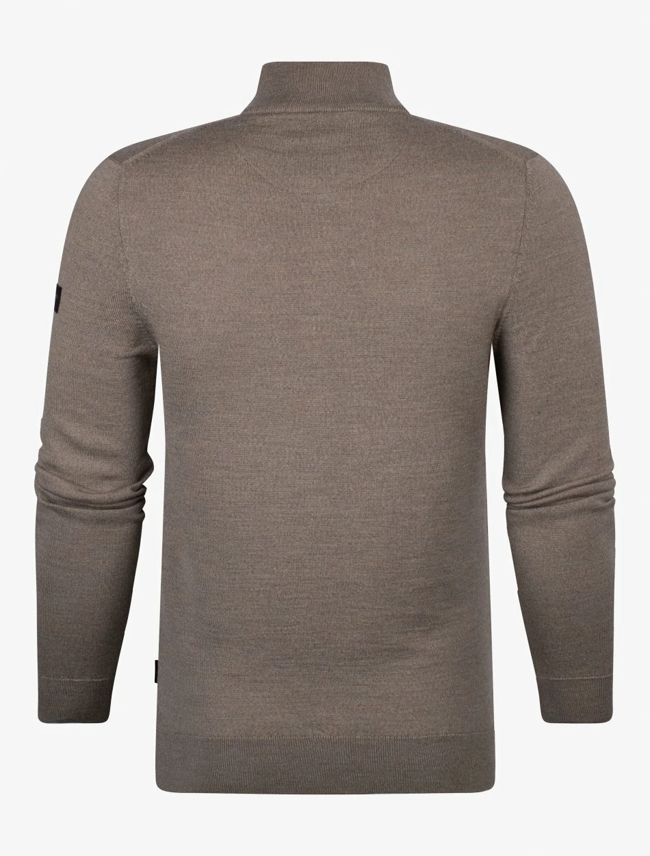 Cavallaro Napoli Merino Half Zip Trui Taupe 2 Cavallaro Napoli Merino Half Zip Trui Taupe - Afbeelding 2