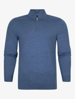 Cavallaro Napoli Merino Half Zip Trui Blauw